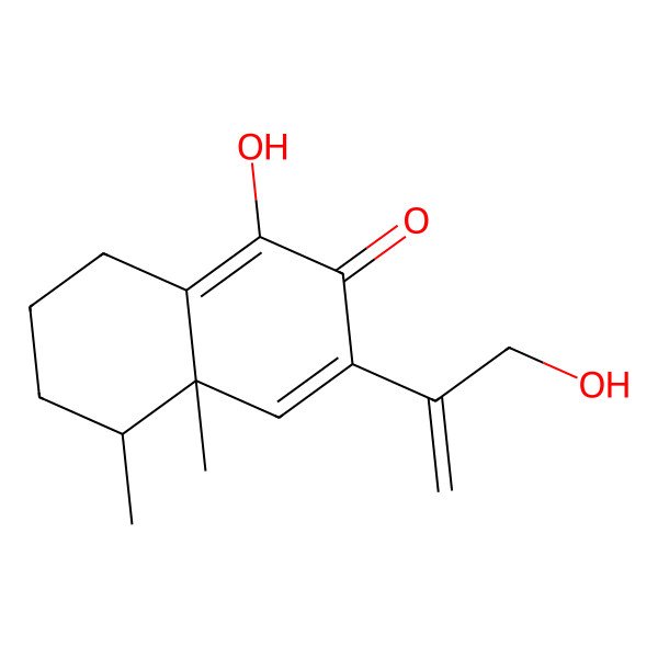 2D Structure of 1-Hydroxy-3-(3-hydroxyprop-1-en-2-yl)-4a,5-dimethyl-5,6,7,8-tetrahydronaphthalen-2-one