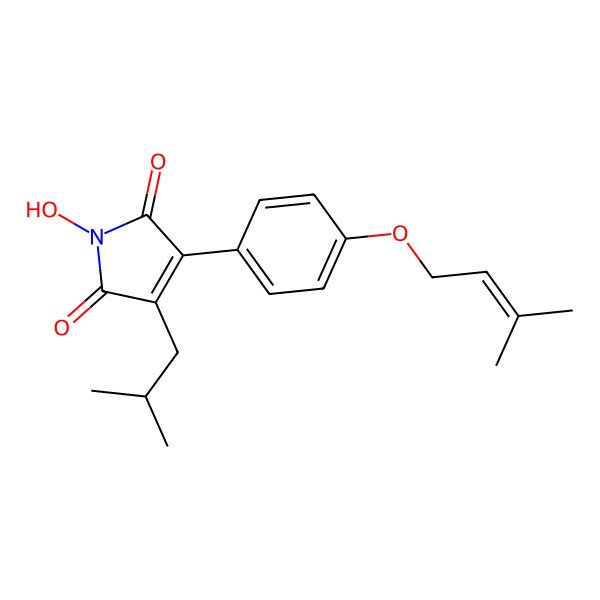 2D Structure of 1-Hydroxy-3-[4-(3-methylbut-2-enoxy)phenyl]-4-(2-methylpropyl)pyrrole-2,5-dione