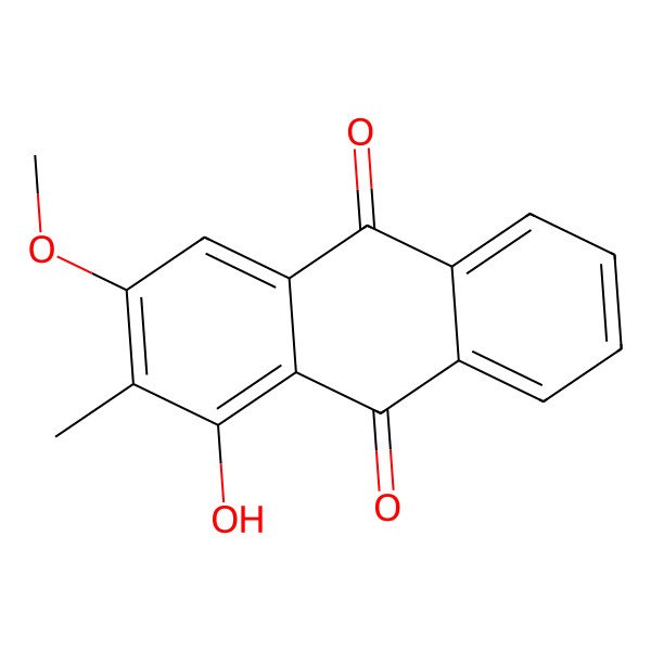 2D Structure of 1-Hydroxy-3-methoxy-2-methylanthracene-9,10-dione