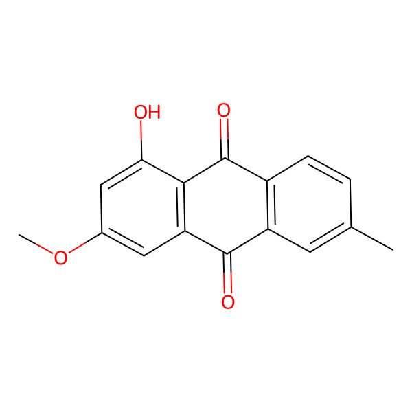 2D Structure of 1-Hydroxy-3-methoxy-6-methylanthraquinone