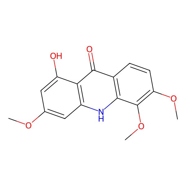 2D Structure of 1-hydroxy-3,5,6-trimethoxy-10H-acridin-9-one