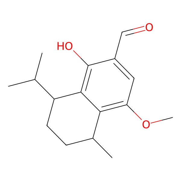 2D Structure of 1-Hydroxy-4-methoxy-5-methyl-8-propan-2-yl-5,6,7,8-tetrahydronaphthalene-2-carbaldehyde
