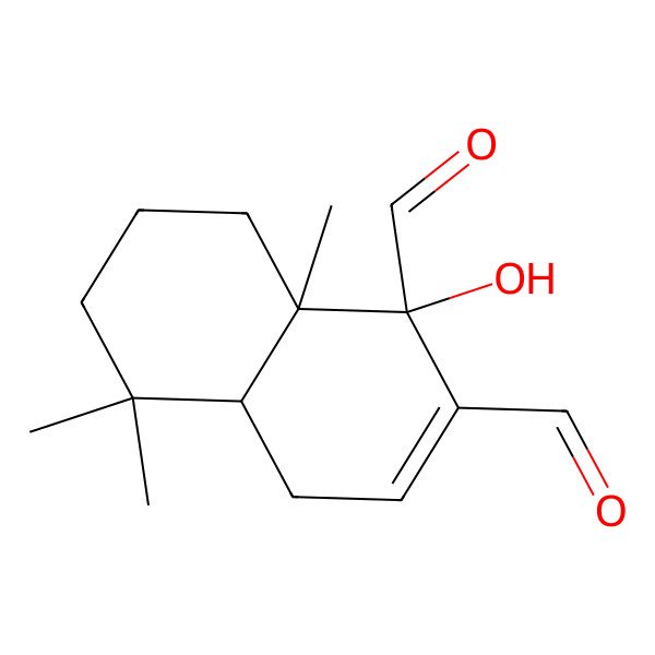 2D Structure of 1-hydroxy-5,5,8a-trimethyl-4a,6,7,8-tetrahydro-4H-naphthalene-1,2-dicarbaldehyde