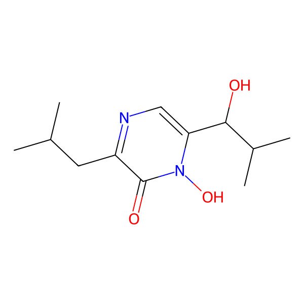 2D Structure of 1-Hydroxy-6-(1-hydroxy-2-methylpropyl)-3-(2-methylpropyl)pyrazin-2-one