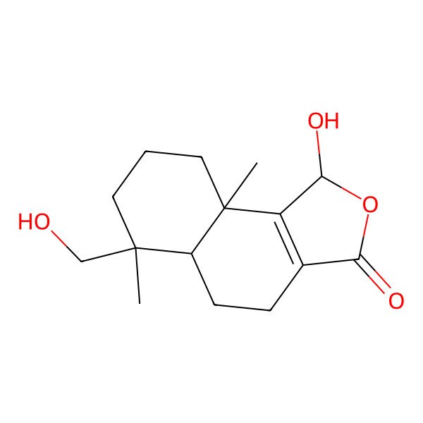 2D Structure of 1-hydroxy-6-(hydroxymethyl)-6,9a-dimethyl-4,5,5a,7,8,9-hexahydro-1H-benzo[e][2]benzofuran-3-one