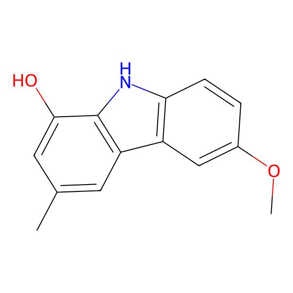 2D Structure of 1-Hydroxy-6-methoxy-3-methylcarbazole