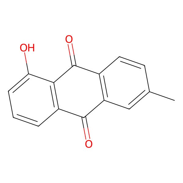2D Structure of 1-Hydroxy-6-methylanthracene-9,10-dione
