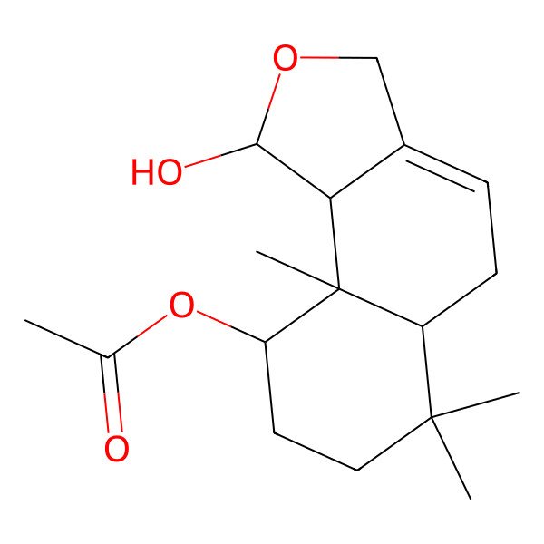2D Structure of (1-Hydroxy-6,6,9a-trimethyl-1,3,5,5a,7,8,9,9b-octahydrobenzo[e][2]benzofuran-9-yl) acetate