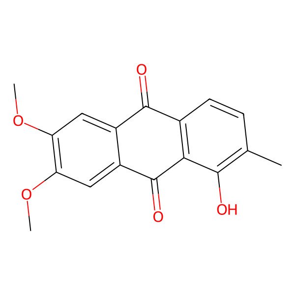 2D Structure of 1-Hydroxy-6,7-dimethoxy-2-methylanthracene-9,10-dione