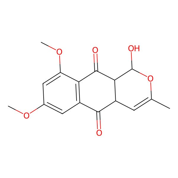 2D Structure of 1-hydroxy-7,9-dimethoxy-3-methyl-4a,10a-dihydro-1H-benzo[g]isochromene-5,10-dione