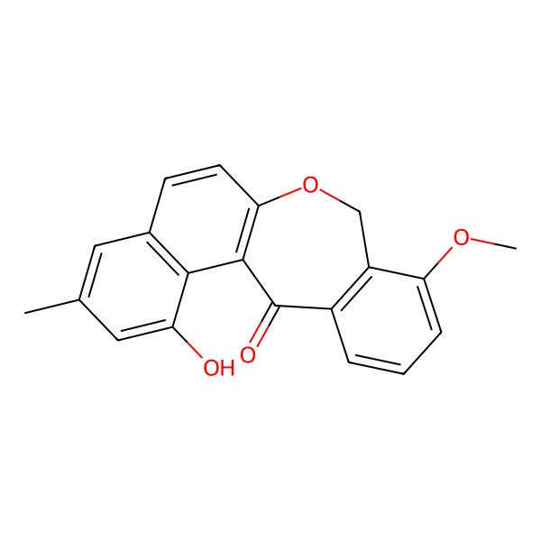 2D Structure of 1-hydroxy-9-methoxy-3-methyl-8H-naphtho[2,1-c][2]benzoxepin-13-one