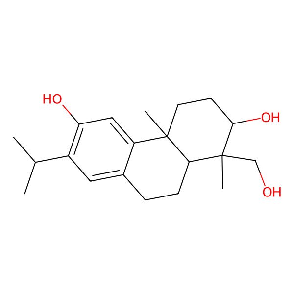 2D Structure of 1-(Hydroxymethyl)-1,4a-dimethyl-7-propan-2-yl-2,3,4,9,10,10a-hexahydrophenanthrene-2,6-diol