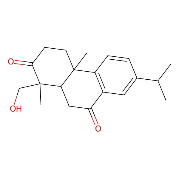2D Structure of 1-(Hydroxymethyl)-1,4a-dimethyl-7-propan-2-yl-3,4,10,10a-tetrahydrophenanthrene-2,9-dione 2D Structure of 1-(Hydroxymethyl)-1,4a-dimethyl-7-propan-2-yl-3,4,10,10a-tetrahydrophenanthrene-2,9-dione