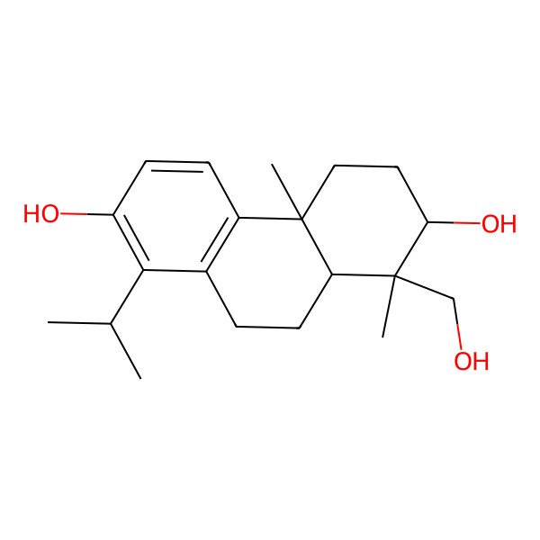 2D Structure of 1-(Hydroxymethyl)-1,4a-dimethyl-8-propan-2-yl-2,3,4,9,10,10a-hexahydrophenanthrene-2,7-diol 2D Structure of 1-(Hydroxymethyl)-1,4a-dimethyl-8-propan-2-yl-2,3,4,9,10,10a-hexahydrophenanthrene-2,7-diol
