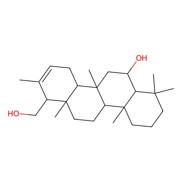 2D Structure of 1-(Hydroxymethyl)-2,4b,7,7,10a,12a-hexamethyl-1,4,4a,5,6,6a,8,9,10,10b,11,12-dodecahydrochrysen-6-ol