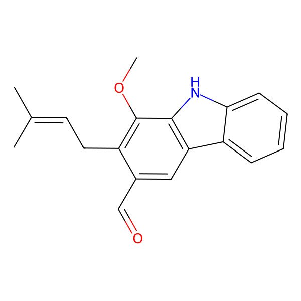 2D Structure of 1-Methoxy-2-(3-methylbut-2-en-1-yl)-9H-carbazole-3-carbaldehyde
