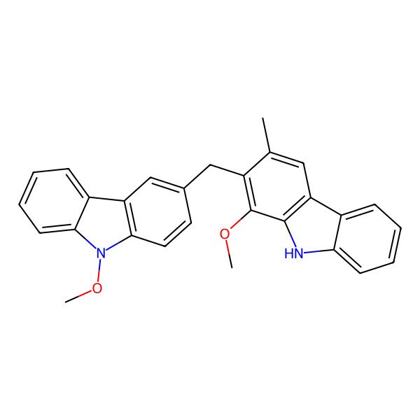 2D Structure of 1-methoxy-2-[(9-methoxycarbazol-3-yl)methyl]-3-methyl-9H-carbazole