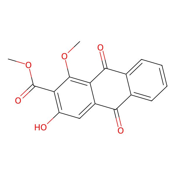 2D Structure of 1-Methoxy-3-hydroxy-9,10-dioxo-9,10-dihydroanthracene-2-carboxylic acid methyl ester