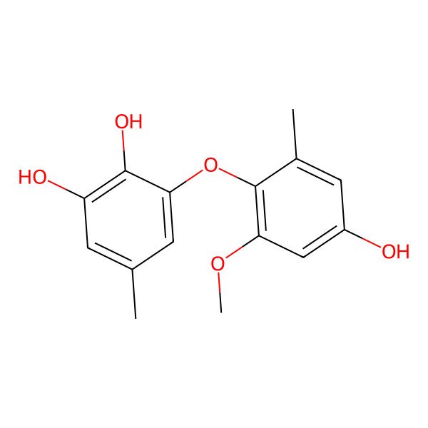 2D Structure of 1-Methoxy-3,5'-dimethyl-2,3'-oxybiphenyl-5,1',2'-triol