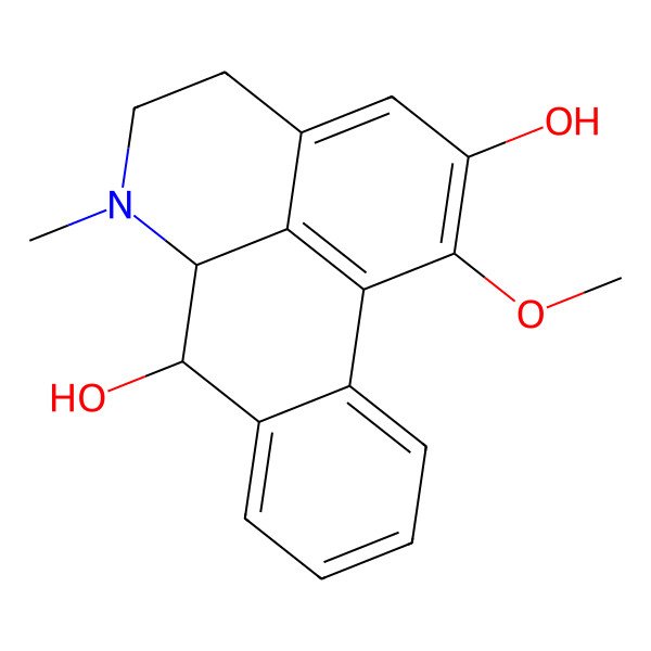 2D Structure of 1-methoxy-6-methyl-5,6,6a,7-tetrahydro-4H-dibenzo[de,g]quinoline-2,7-diol