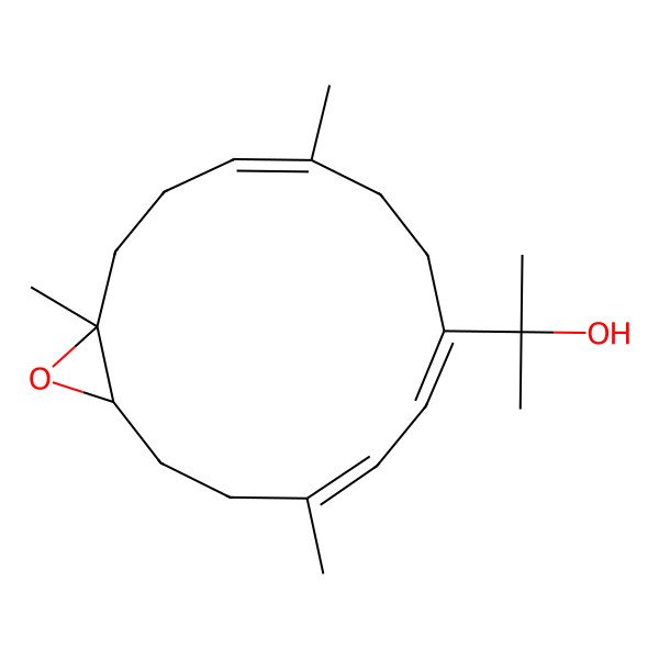 2D Structure of 1-Methyl-1-[(7S,8S,1E,3E,11E)-4,8,12-trimethyl-7,8-epoxycyclotetradeca-1,3,11-triene-1-yl]ethanol