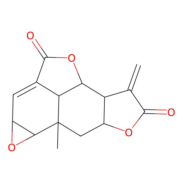 2D Structure of 1-Methyl-11-methylidene-3,8,13-trioxapentacyclo[7.6.1.02,4.06,16.010,14]hexadec-5-ene-7,12-dione
