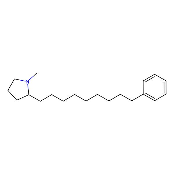 2D Structure of 1-Methyl-2-(9-phenylnonyl)pyrrolidine 2D Structure of 1-Methyl-2-(9-phenylnonyl)pyrrolidine