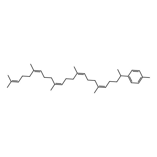 2D Structure of 1-methyl-4-[(2R,5E,9E,13E,17E)-6,10,14,18,22-pentamethyltricosa-5,9,13,17,21-pentaen-2-yl]benzene