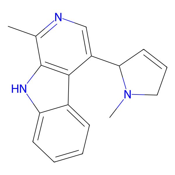 2D Structure of 1-methyl-4-[(2S)-1-methyl-2,5-dihydropyrrol-2-yl]-9H-pyrido[3,4-b]indole