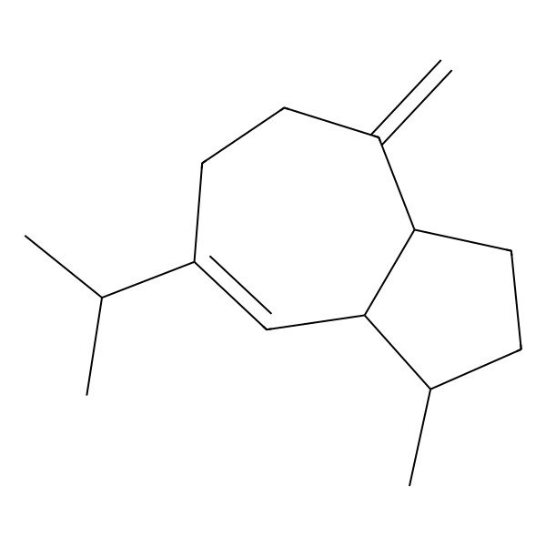 2D Structure of 1-methyl-4-methylidene-7-propan-2-yl-2,3,3a,5,6,8a-hexahydro-1H-azulene 2D Structure of 1-methyl-4-methylidene-7-propan-2-yl-2,3,3a,5,6,8a-hexahydro-1H-azulene