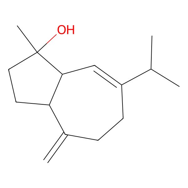 2D Structure of 1-Methyl-4-methylidene-7-propan-2-yl-2,3,3a,5,6,8a-hexahydroazulen-1-ol 2D Structure of 1-Methyl-4-methylidene-7-propan-2-yl-2,3,3a,5,6,8a-hexahydroazulen-1-ol