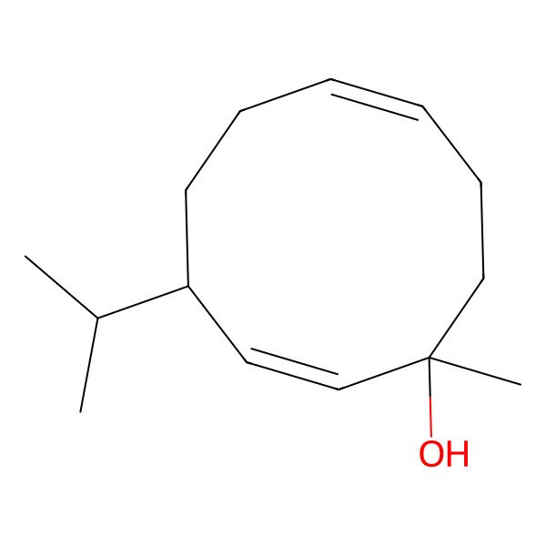 2D Structure of 1-Methyl-4-propan-2-ylcyclodeca-2,7-dien-1-ol