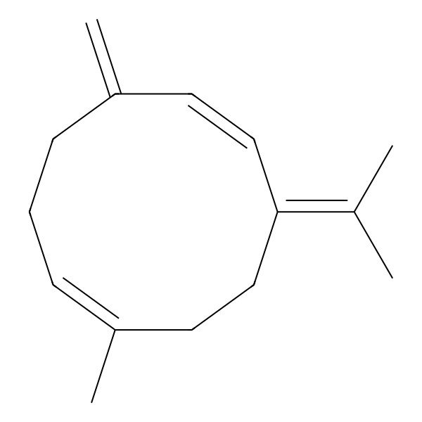 2D Structure of 1-Methyl-5-methylidene-8-propan-2-ylidenecyclodeca-1,6-diene