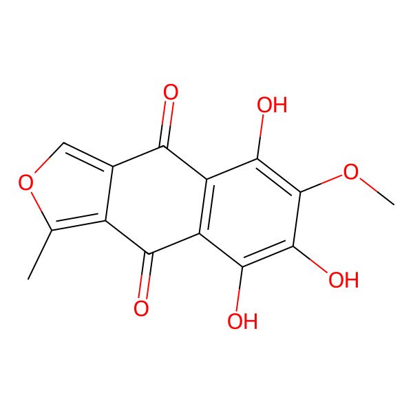 2D Structure of 1-Methyl-5,7,8-trihydroxy-6-methoxynaphtho[2,3-c]furan-4,9-dione
