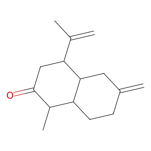 2D Structure of 1-Methyl-6-methylidene-4-prop-1-en-2-yl-1,3,4,4a,5,7,8,8a-octahydronaphthalen-2-one