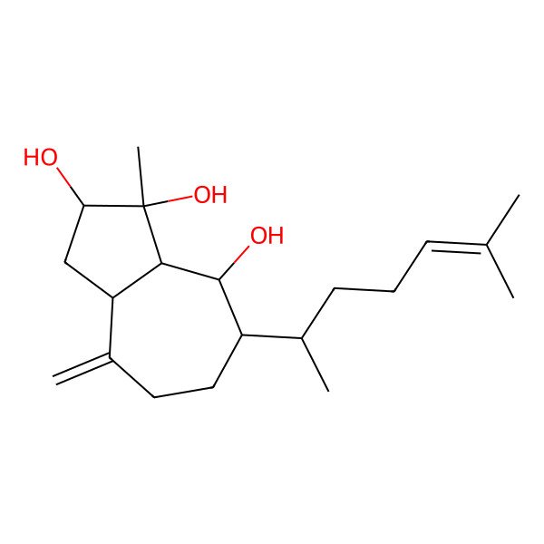 2D Structure of 1-Methyl-7-(6-methylhept-5-en-2-yl)-4-methylidene-2,3,3a,5,6,7,8,8a-octahydroazulene-1,2,8-triol
