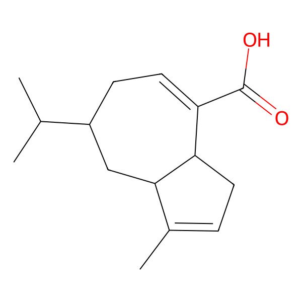 2D Structure of 1-Methyl-7-propan-2-yl-3,3a,6,7,8,8a-hexahydroazulene-4-carboxylic acid