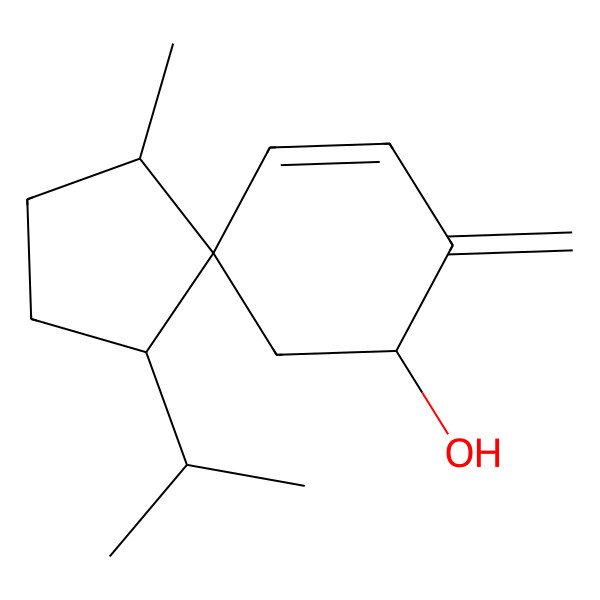 2D Structure of 1-Methyl-8-methylidene-4-propan-2-ylspiro[4.5]dec-9-en-7-ol