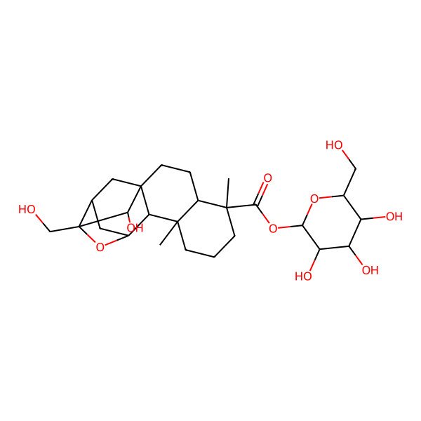 2D Structure of 1-O-(15,17-Dihydroxy-18-oxo-11,16-epoxykauran-18-yl)hexopyranose