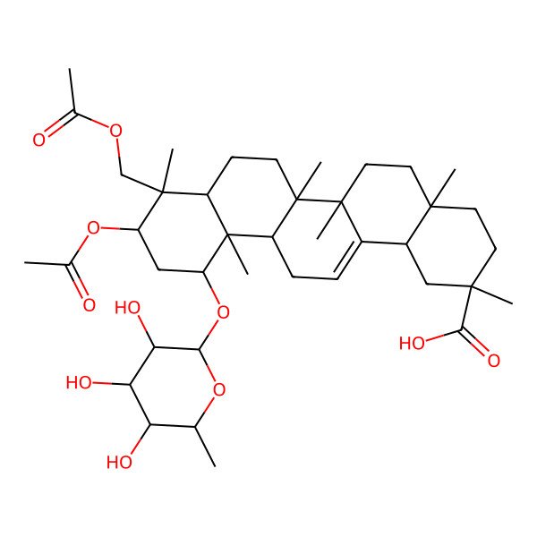 2D Structure of 1-O-[alpha-L-(Rhamnopyranosyl]-23-acetoxy-3beta-acetylimberbic acid