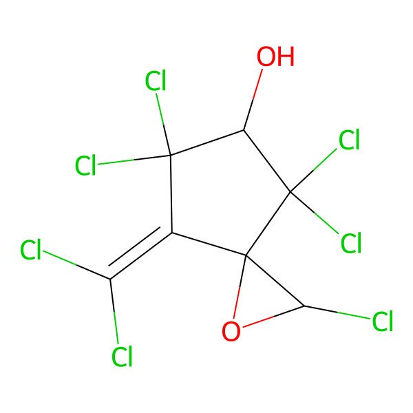 2D Structure of 1-Oxaspiro(2.4)heptan-5-ol, 2,4,4,6,6-pentachloro-7-(dichloromethylene)-