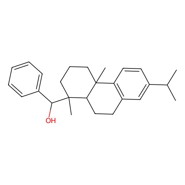 2D Structure of 1-Phenanthrenemethanol, 1,2,3,4,4a,9,10,10a-octahydro-1,4a-dimethyl-7-(1-methylethyl)-a-phenyl-