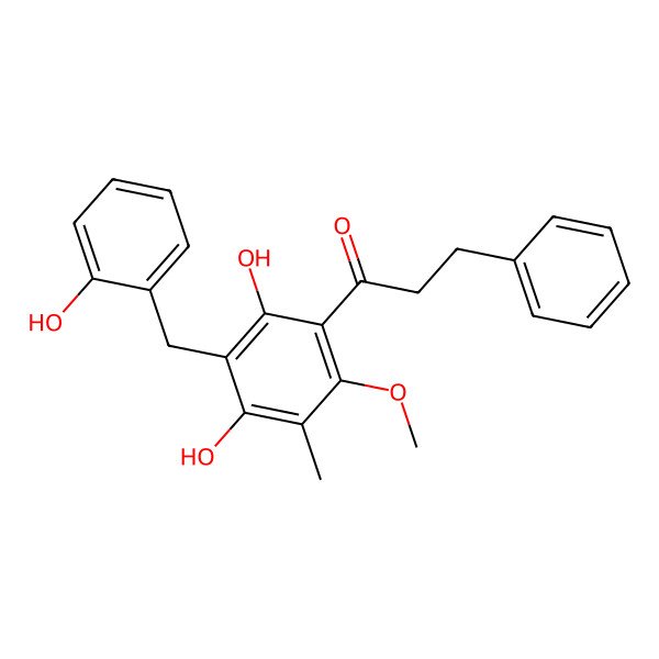 2D Structure of 1-Propanone, 1-(2,4-dihydroxy-3-((2-hydroxyphenyl)methyl)-6-methoxy-5-methylphenyl)-3-phenyl-
