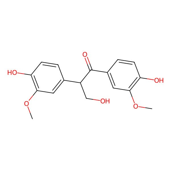 2D Structure of 1-Propanone, 3-hydroxy-1,2-bis(4-hydroxy-3-methoxyphenyl)-, (2R)-