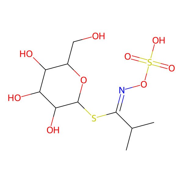 2D Structure of 1-S-[(1Z)-2-methyl-N-(sulfooxy)propanimidoyl]-1-thio-beta-D-glucopyranose