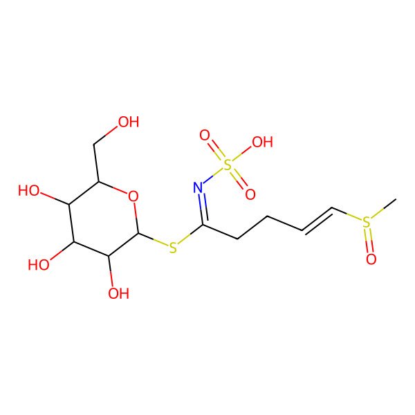 2D Structure of 1-S-[(1Z)-5-(methylsulfinyl)-N-(sulfooxy)pent-4-enimidoyl]-1-thio-beta-D-glucopyranose