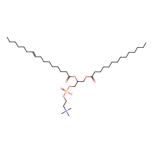 2D Structure of 1-tetradecanoyl-2-(9Z-hexadecenoyl)-sn-glycero-3-phosphocholine