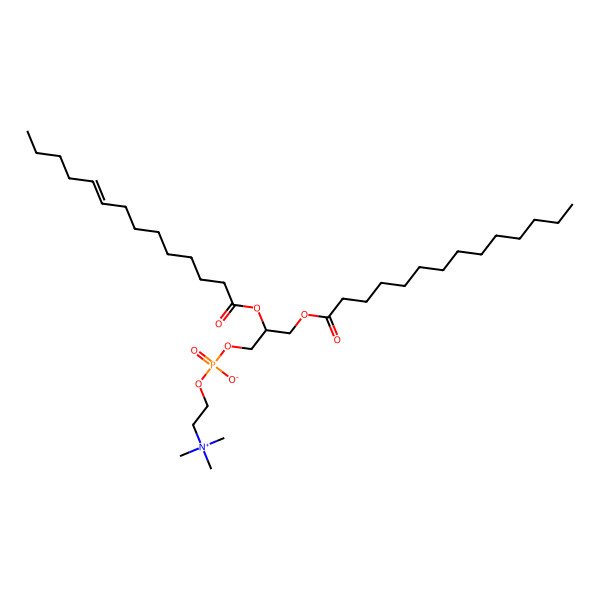 2D Structure of 1-tetradecanoyl-2-(9Z-tetradecenoyl)-glycero-3-phosphocholine