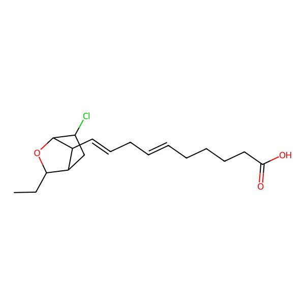 2D Structure of 10-[(1R,3R,4R,6R,7S)-6-chloro-3-ethyl-2-oxabicyclo[2.2.1]heptan-7-yl]deca-6,9-dienoic acid