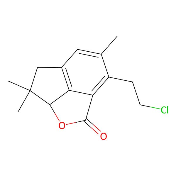 2D Structure of 10-(2-Chloroethyl)-5,5,9-trimethyl-3-oxatricyclo[5.3.1.04,11]undeca-1(10),7(11),8-trien-2-one